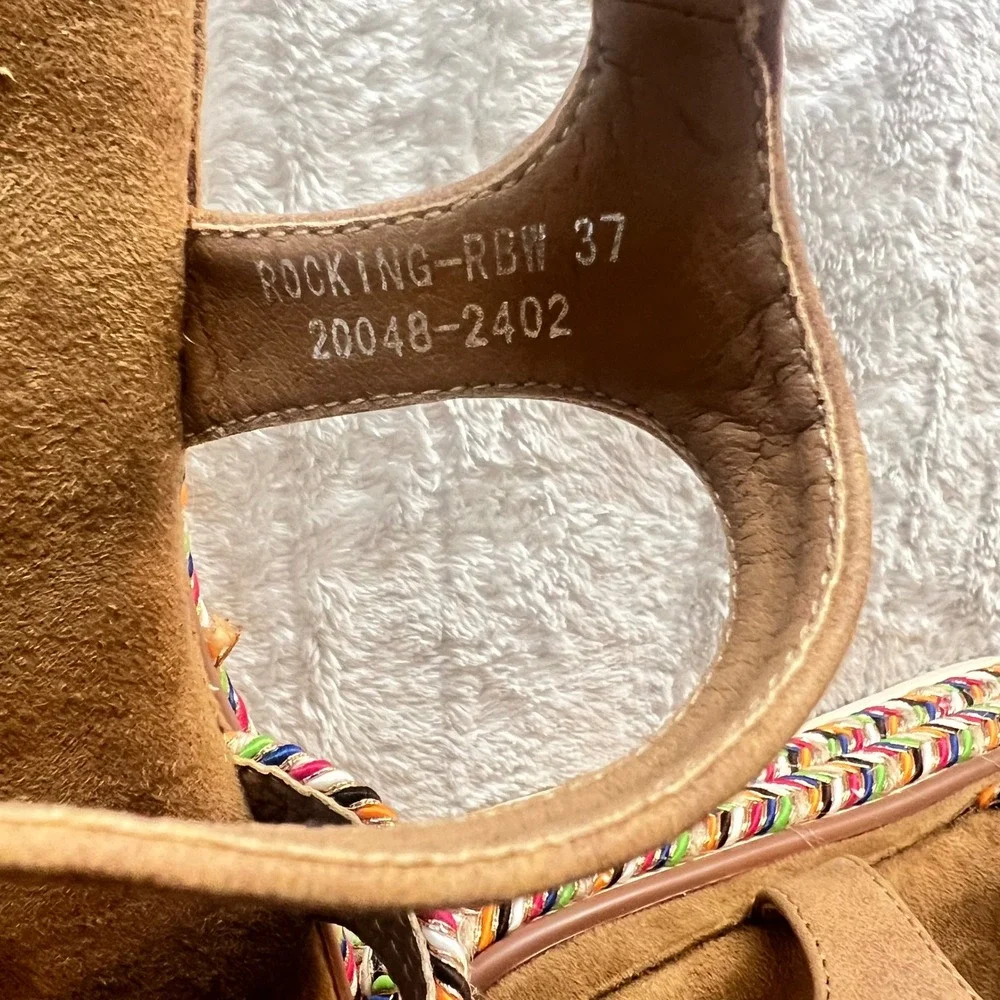 Patrizia by Spring Step Colorful Woven Ankle Strap Wedge‎ Sandals Size 37